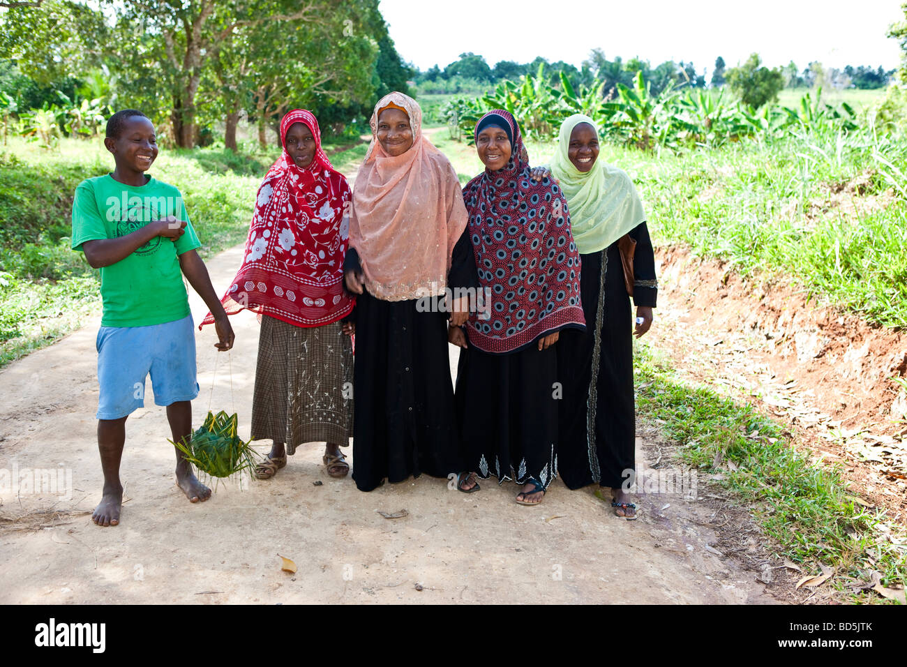 Muslim women in Chuini, spice garden, Zanzibar, Tanzania, Africa Stock Photo