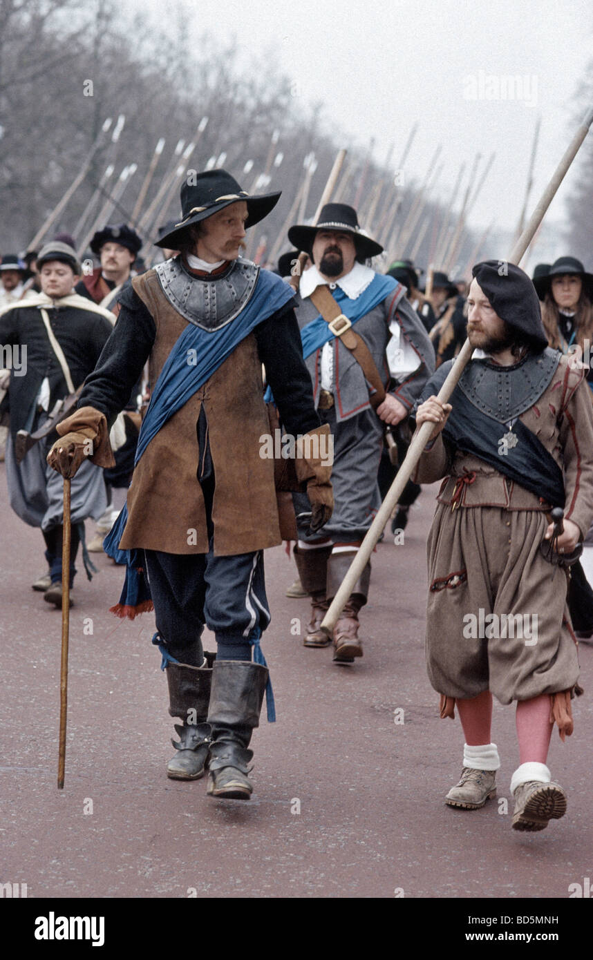 The King's Army  commemorate each year, on the last Sunday in January, the death of King Charles I . Stock Photo
