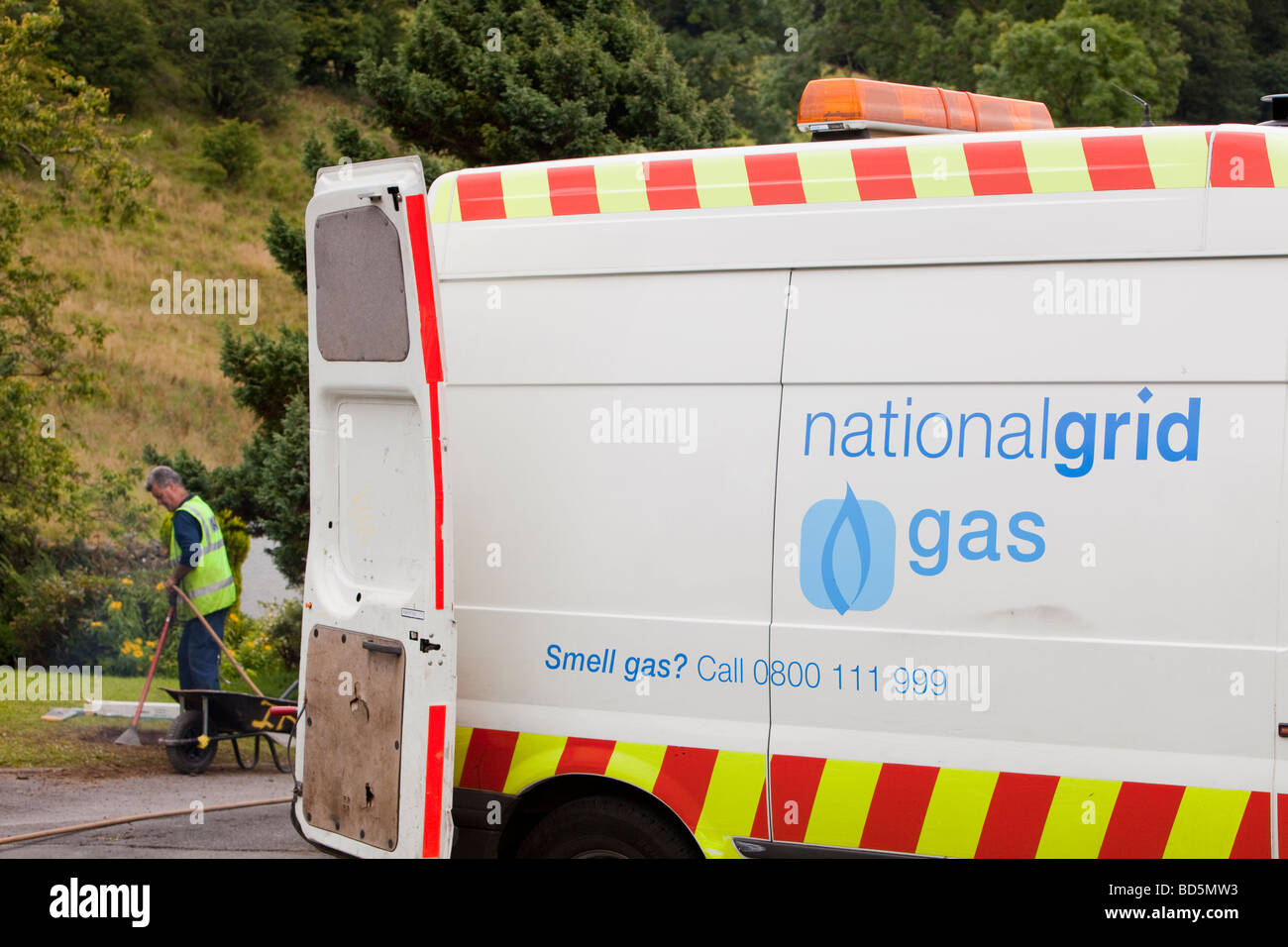 Workers from British Gas replacing old metal gas pipes with plastic