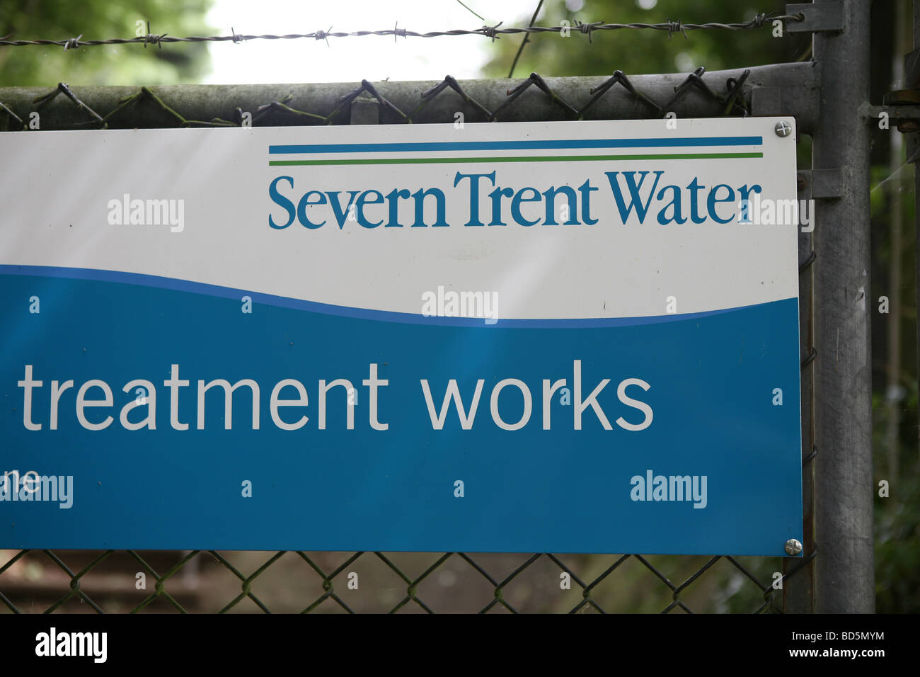 Severn Trent Water treatment works signage Stock Photo Alamy
