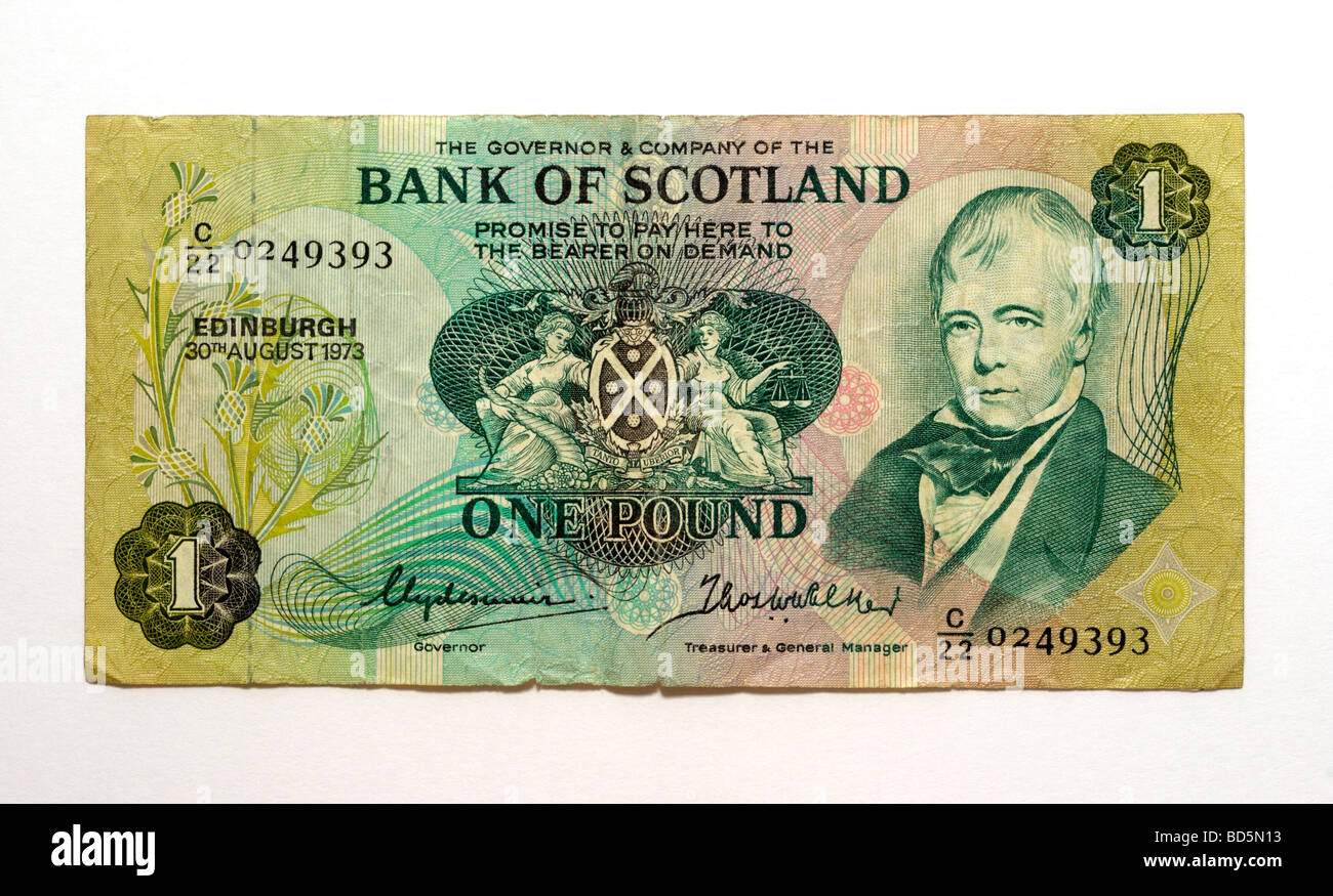 Scotland One 1 Pound Bank Note. Stock Photo
