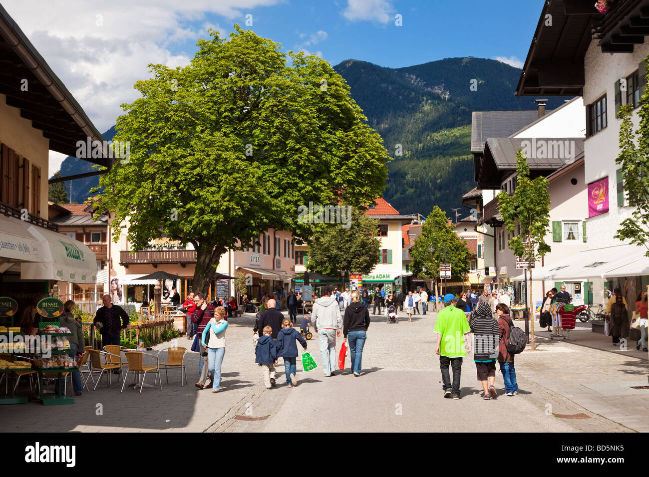 Germany Bavaria - Garmisch Partenkirchen shops in the town centre Stock Photo