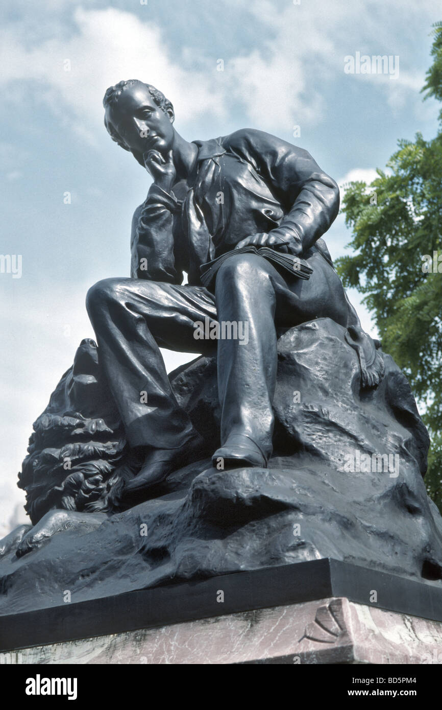 Statue of Lord Byron in Park Lane Stock Photo