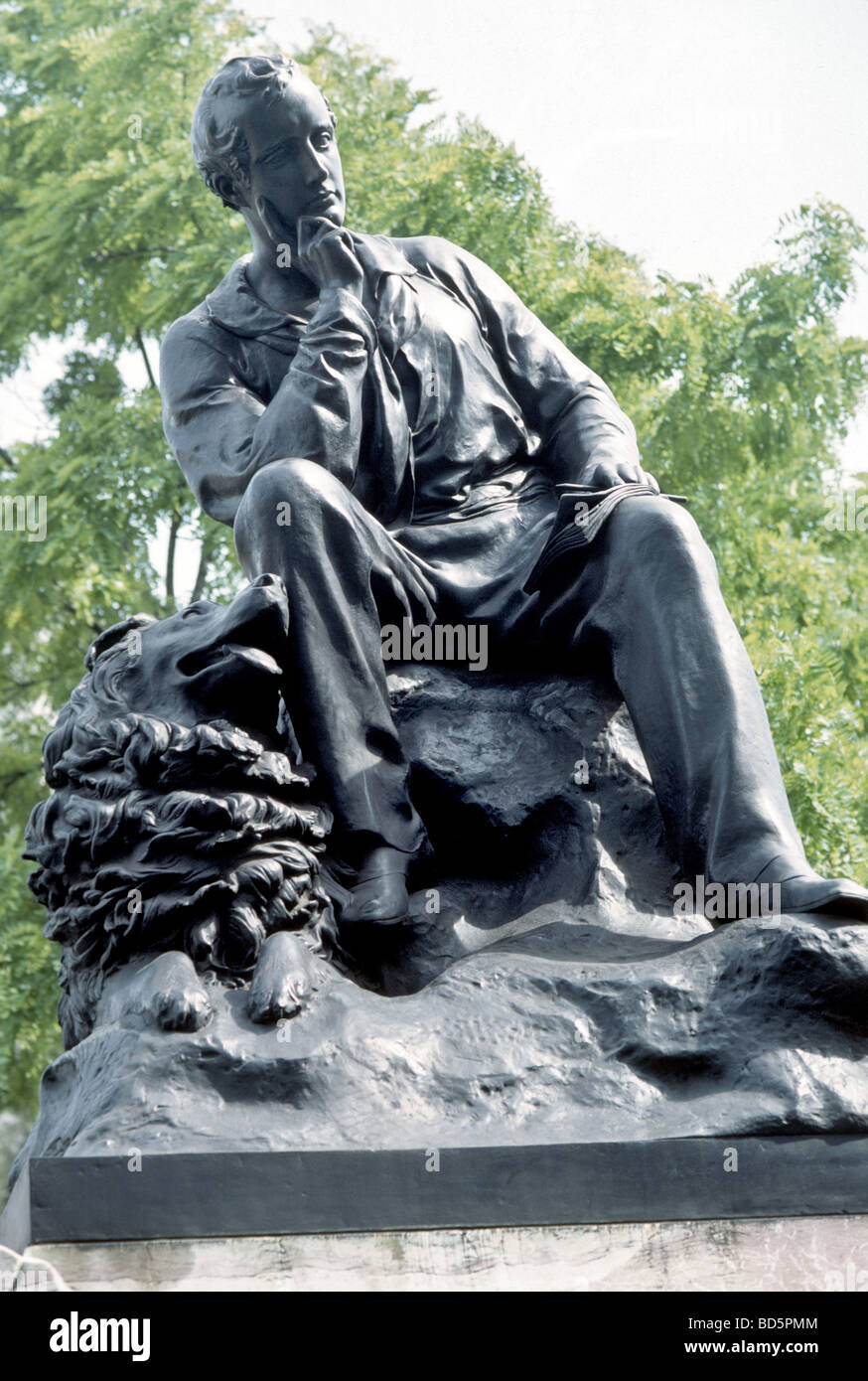 Statue of Lord Byron in Park Lane Stock Photo