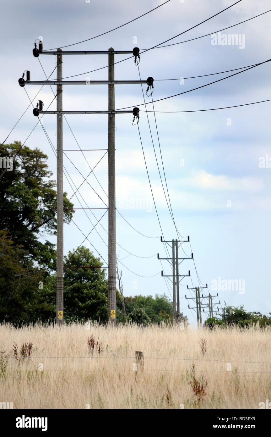 Royalty free photograph of power lines across countryside in the UK