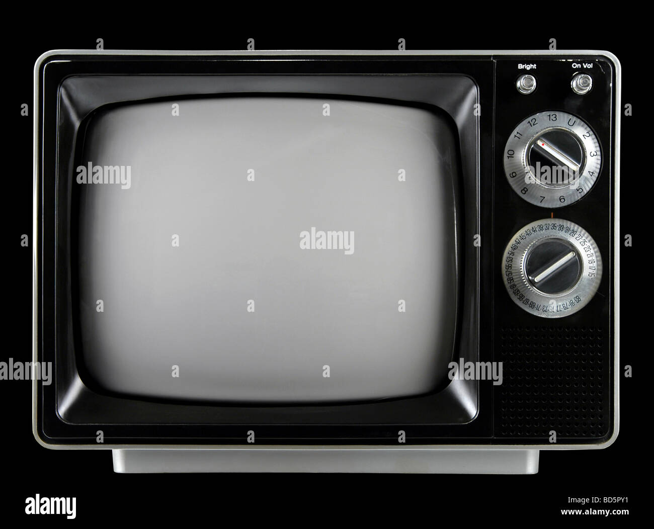 Vintage Television with knobs and buttons isolated over a black background  Stock Photo - Alamy