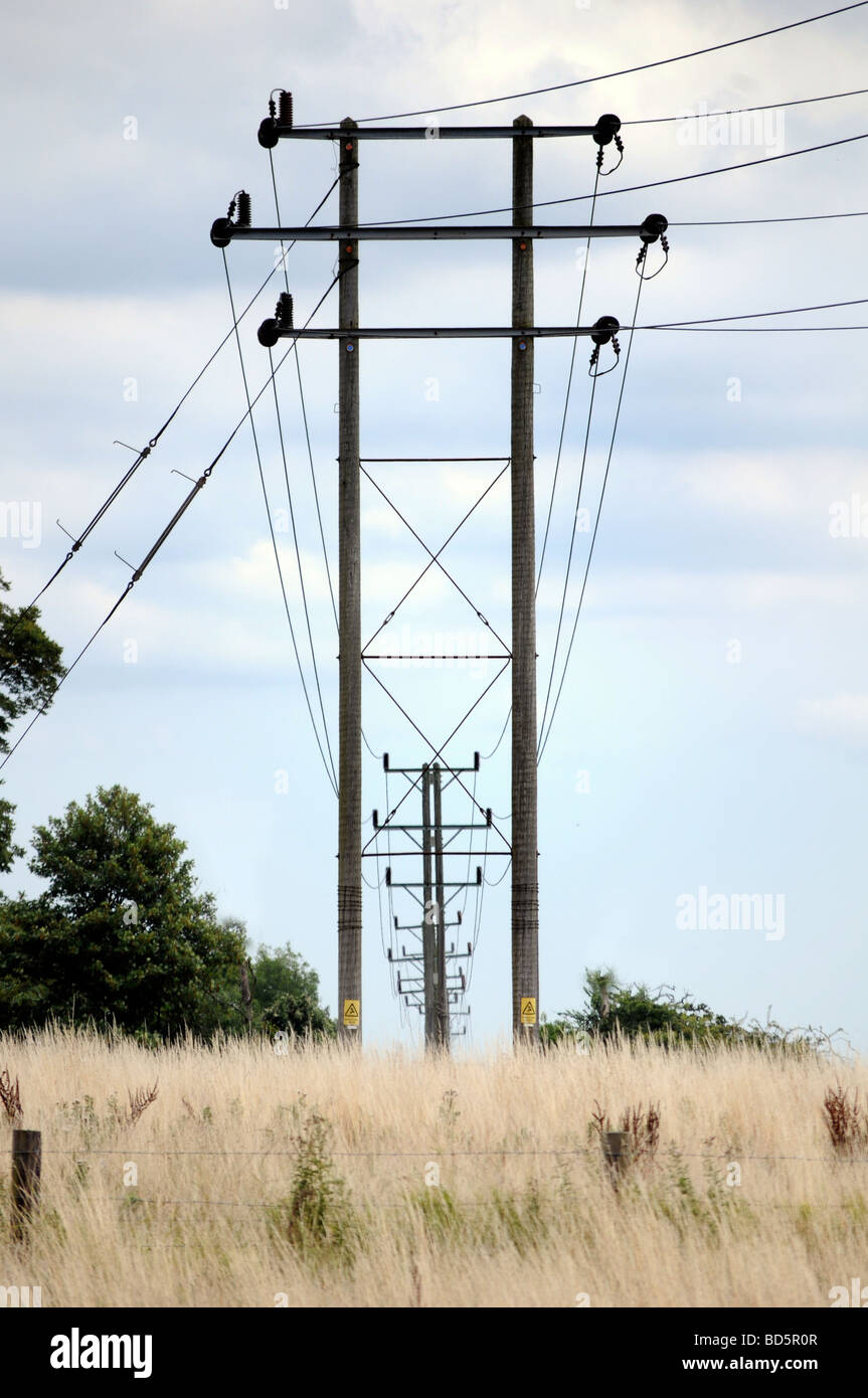 Royalty free photograph of power lines across countryside in the UK