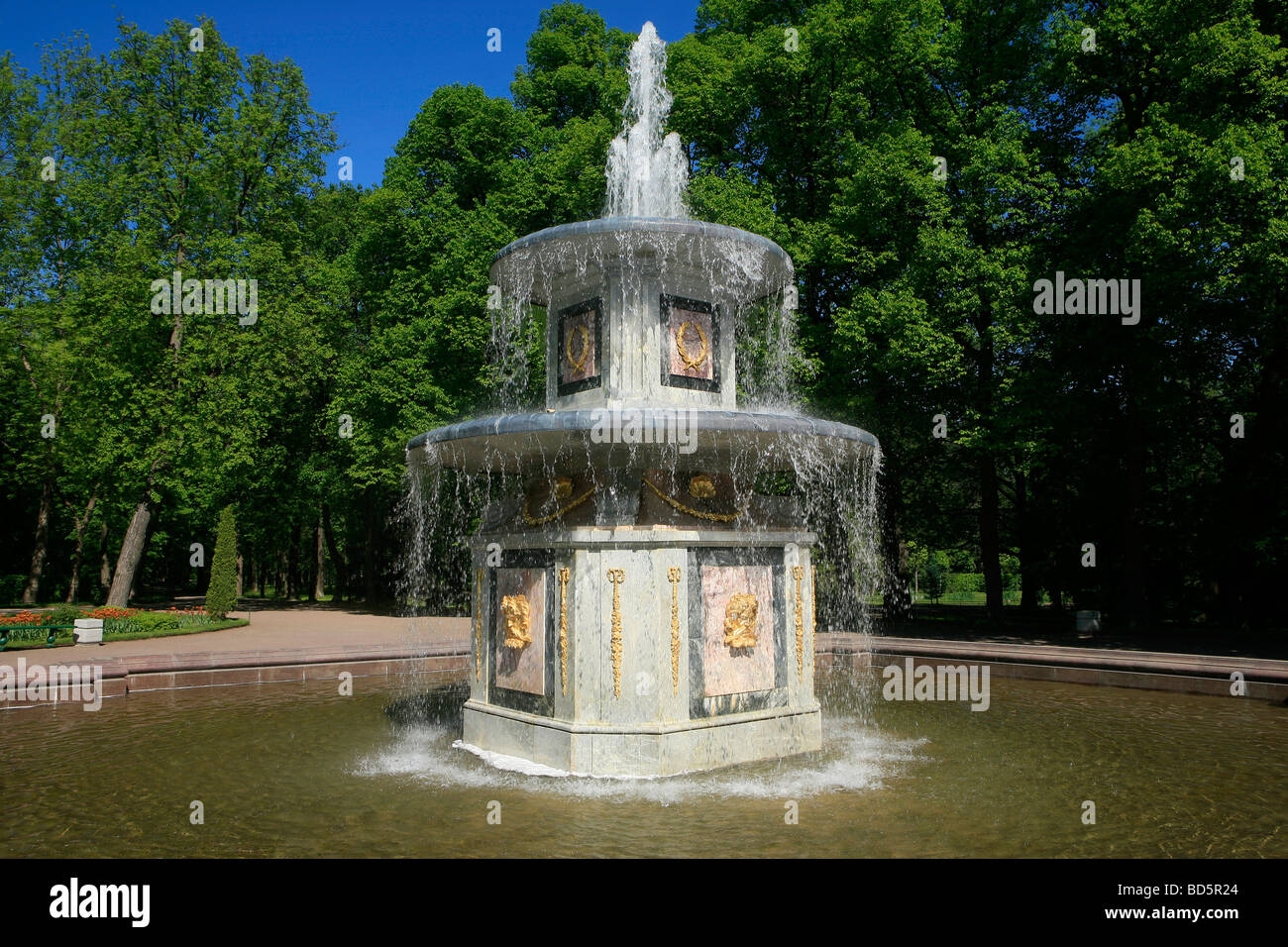 The Roman Fountains at Peterhof in Saint Peterburg, Russia Stock Photo