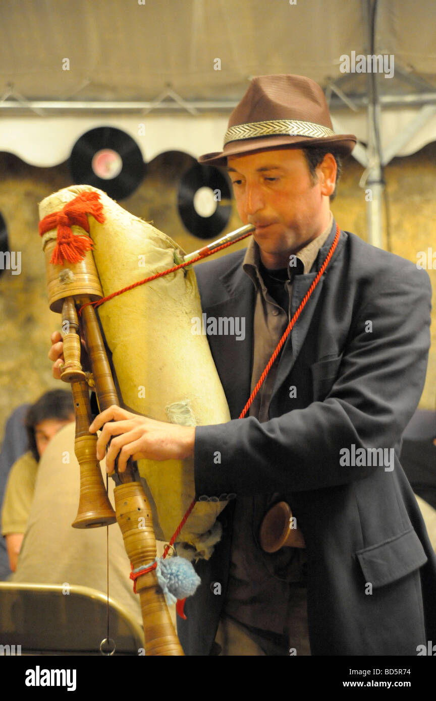 Musician playing traditional bagpipes Stock Photo Alamy