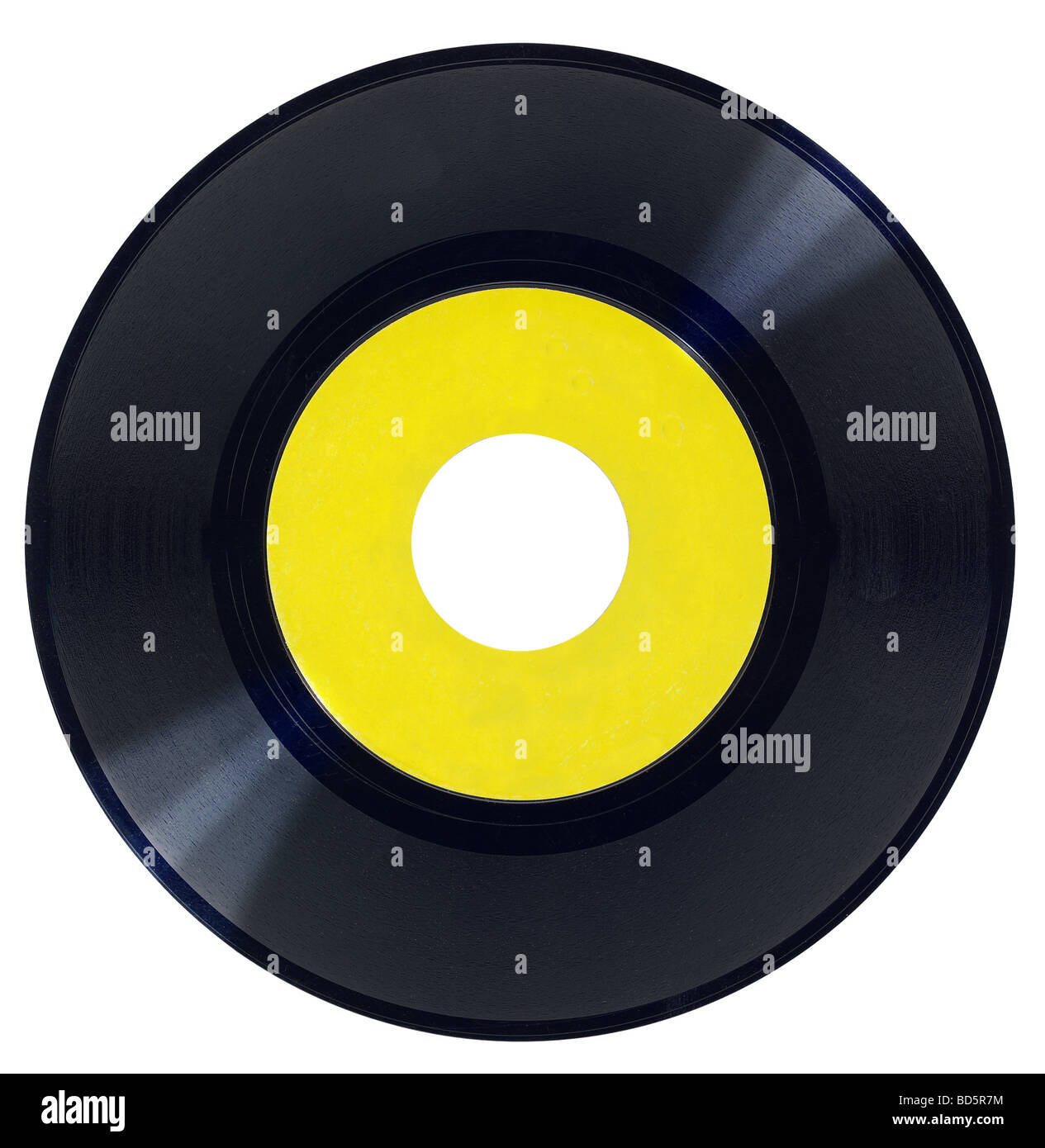 Vintage vinyl record with blank label isolated over a white label Stock Photo