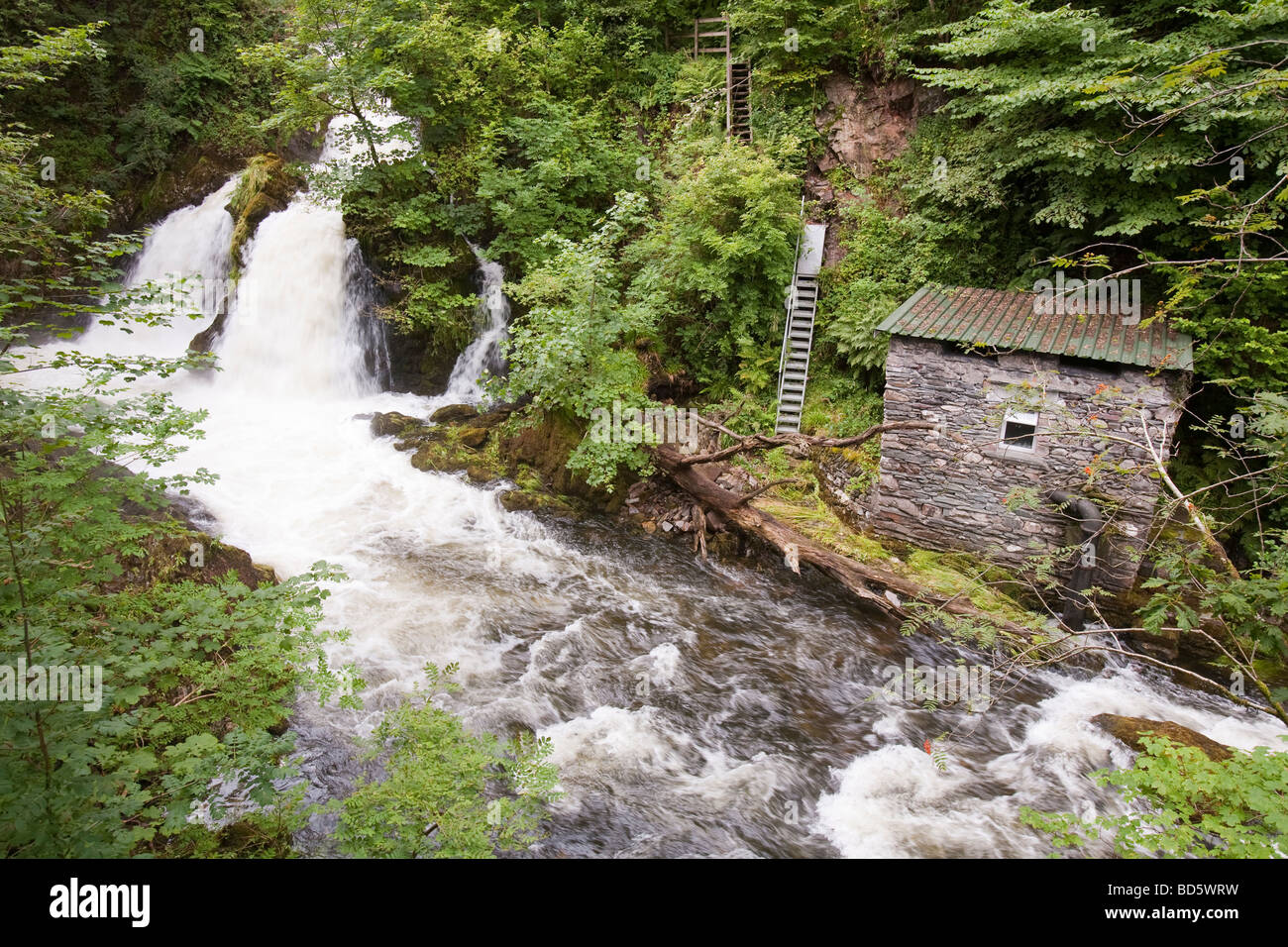 A small scale hydro plant next to Colwith Force in the Lake district UK