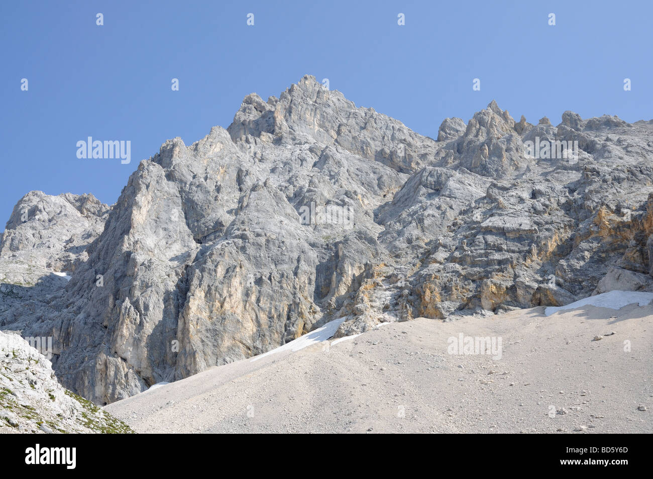 View at alpine mountain peaks Stock Photo
