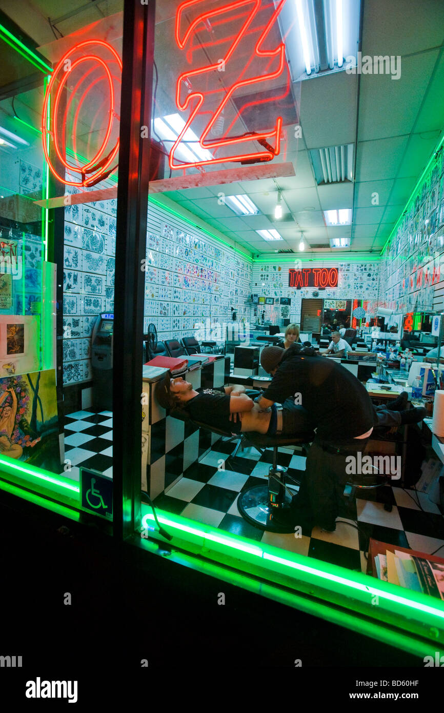 Tattoo Parlor at Night on Hollywood Boulevard Hollywood California