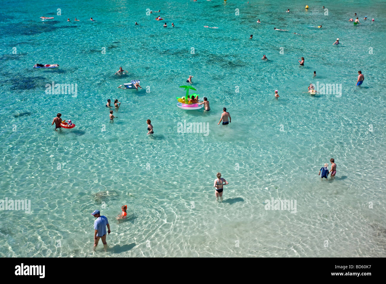 People swimming at Cala Santanyi beach. Mallorca Island. Spain Stock Photo