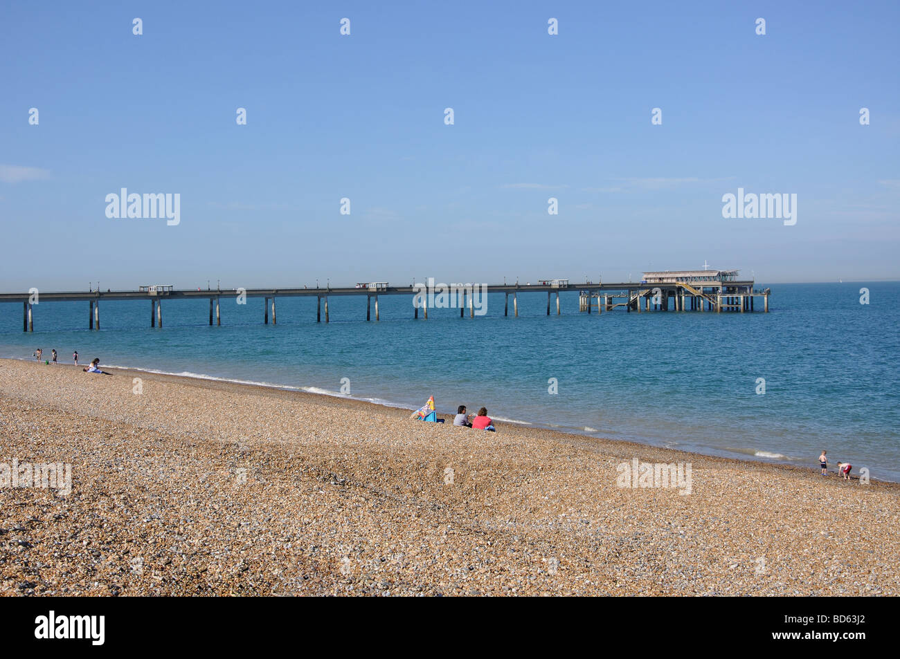 Beach and Deal Pier, Deal, Kent, England, United Kingdom Stock Photo