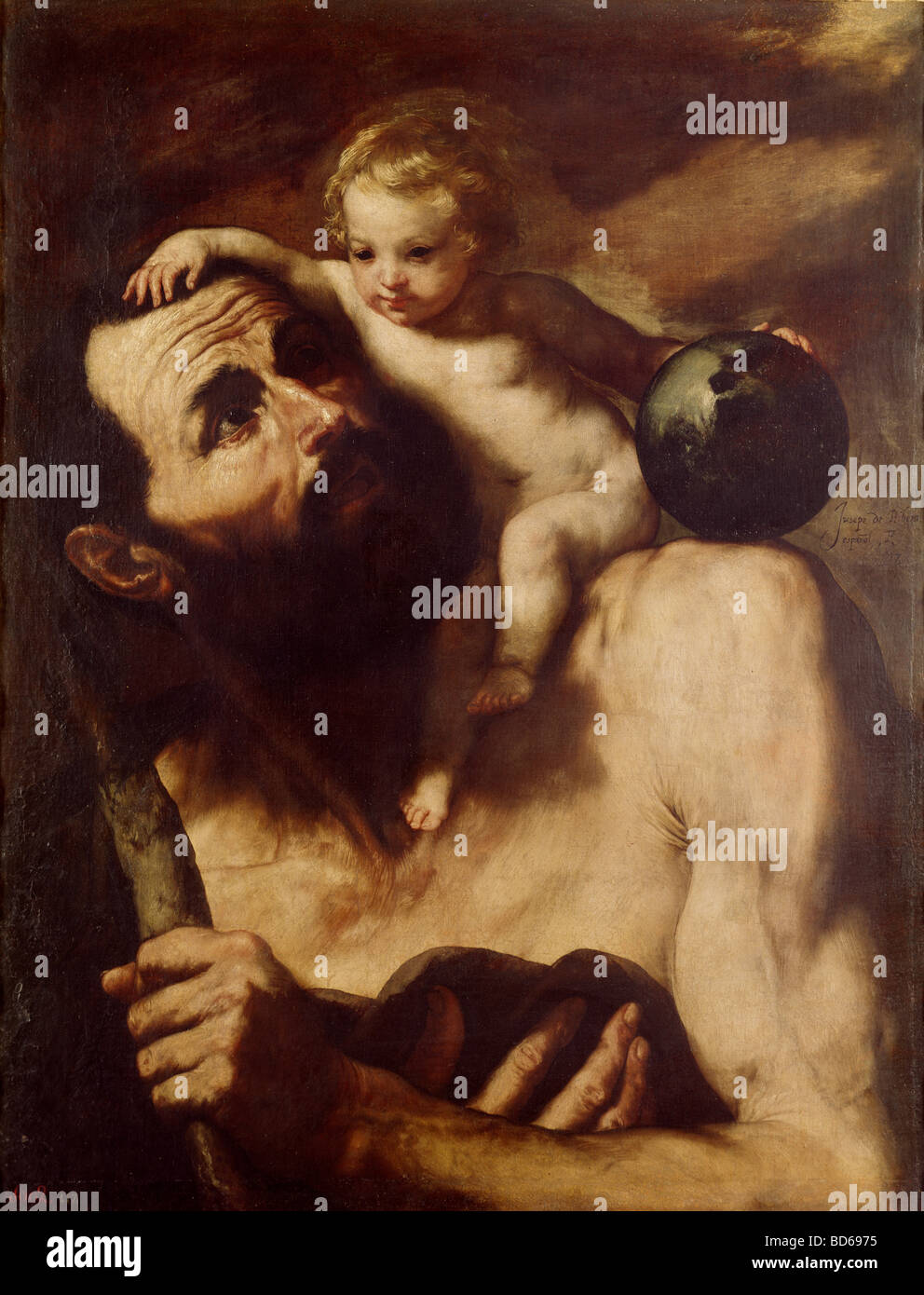 fine arts, Ribera, Jusepe de (1591 - 1652), painting, 'St. Christopher', oil on canvas, 1637, Museo del Prado, Madrid, lo Spa Stock Photo