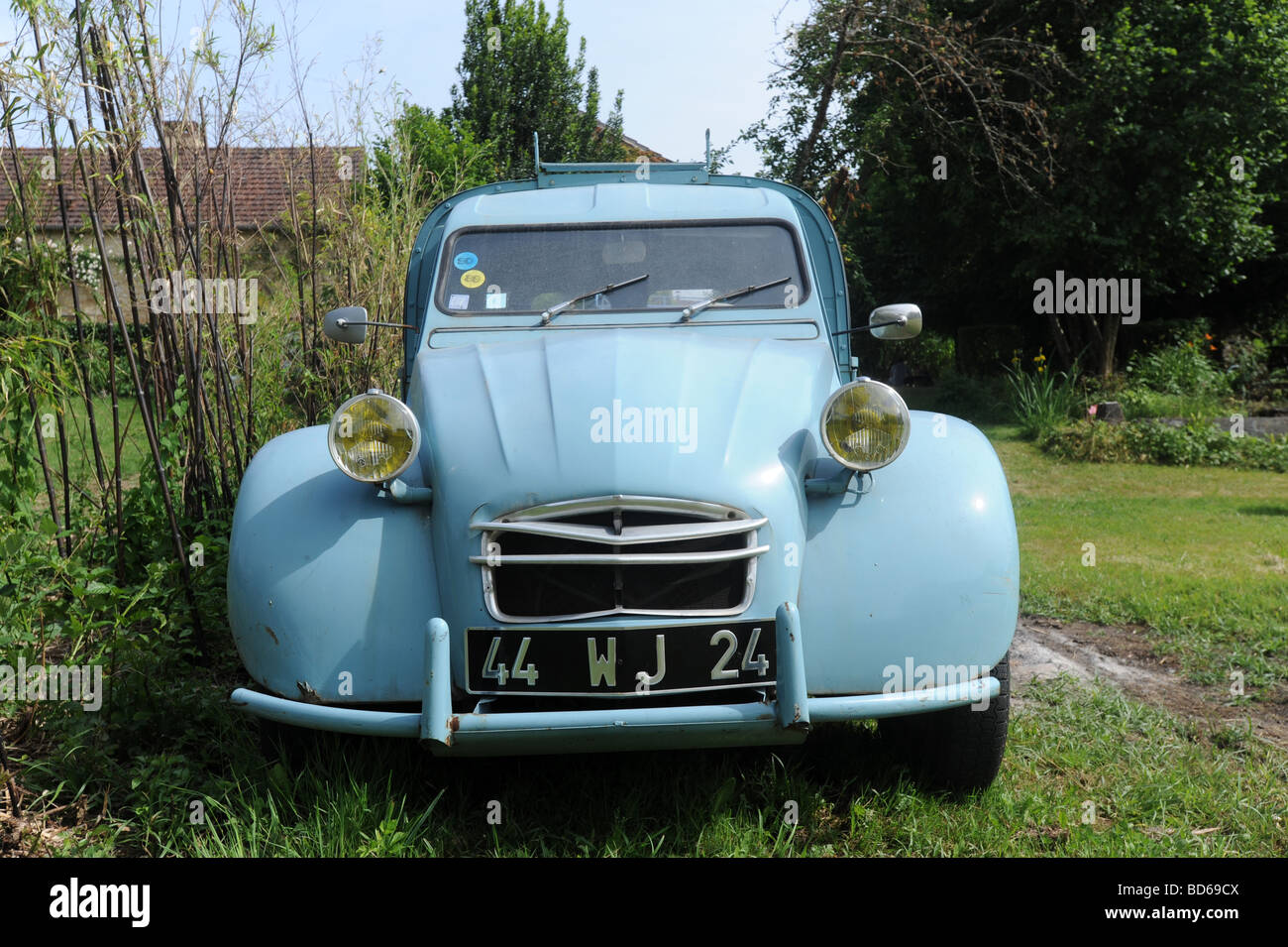 Classic french car 1966 Citroen van with yellow headlamps Stock Photo