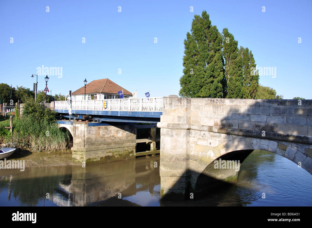 The Swing Bridge over River Stour, The Quay, Sandwich. Kent, England
