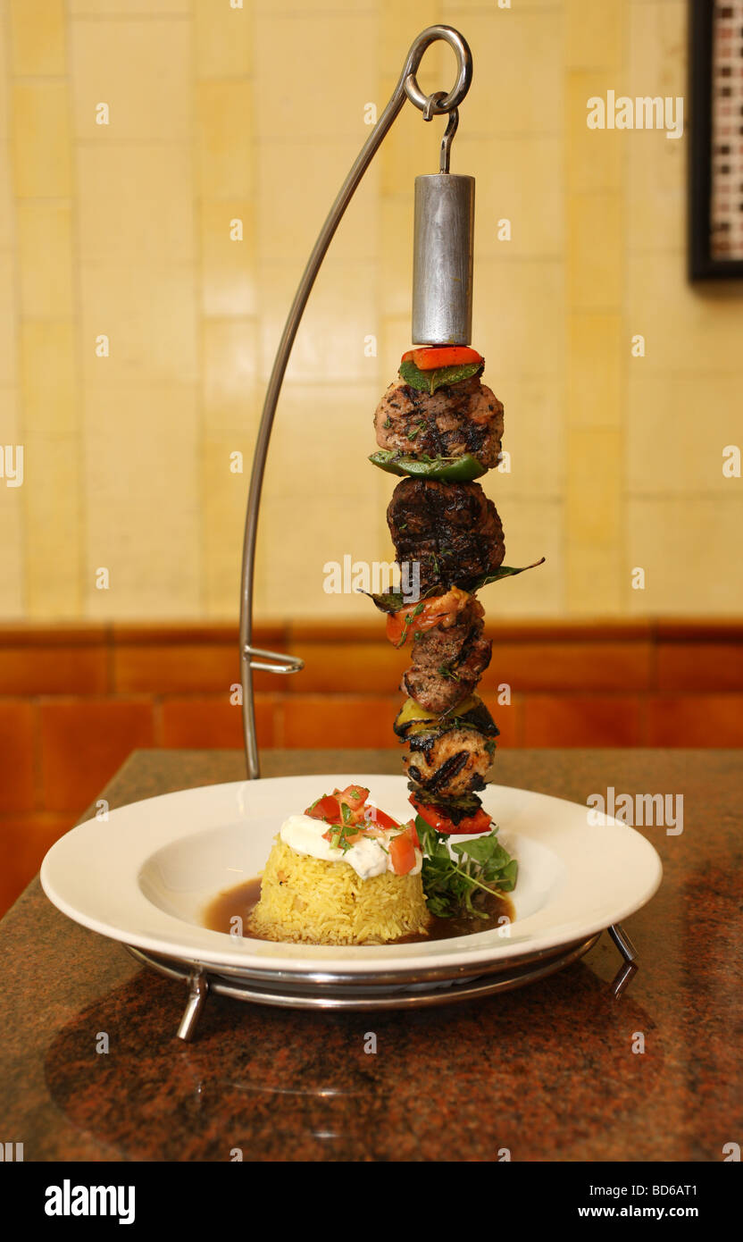 Kebab with Rice Stock Photo