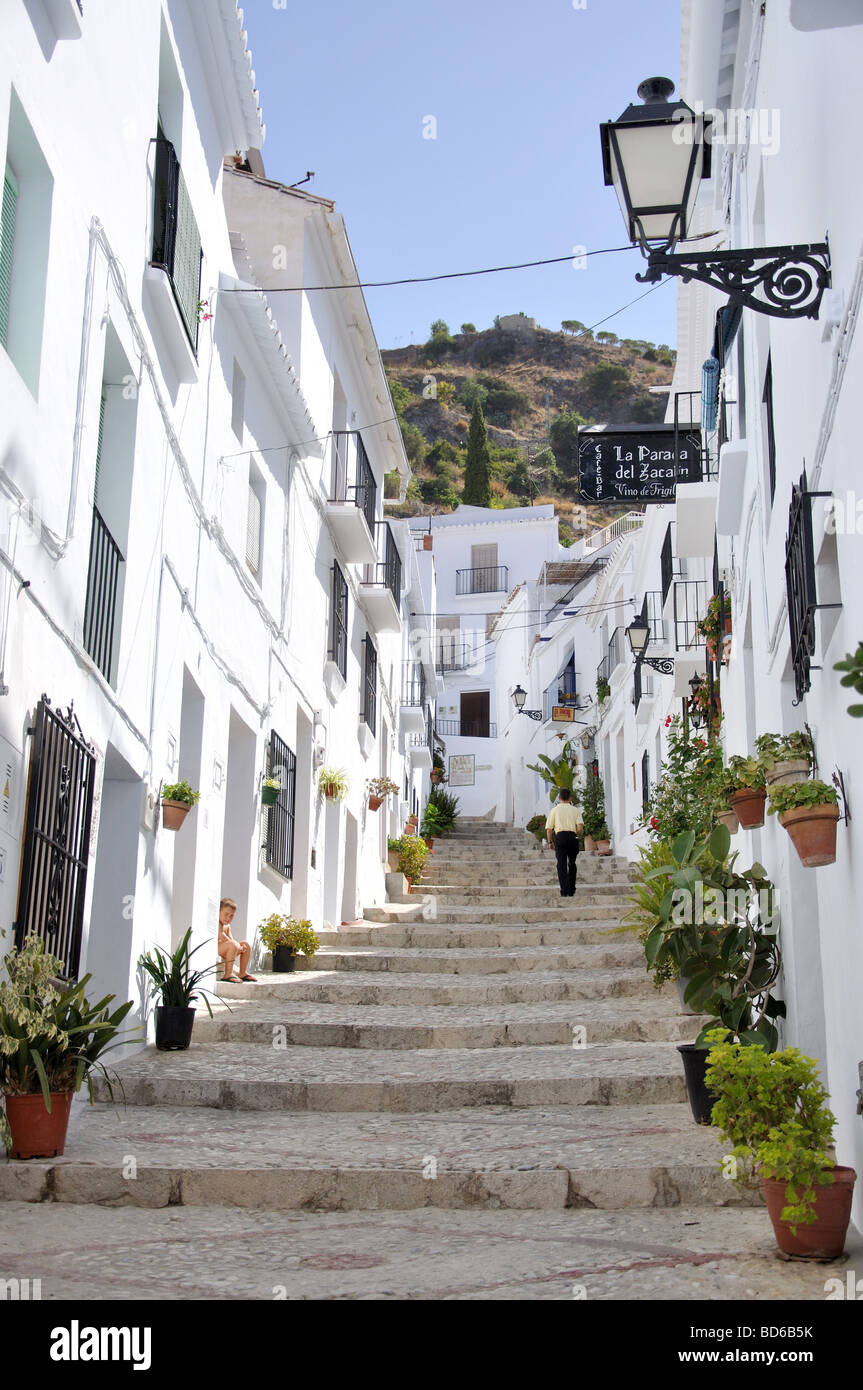 Calle El Garral, Frigiliana, Costa del Sol, Malaga Province, Andalusia, Spain Stock Photo