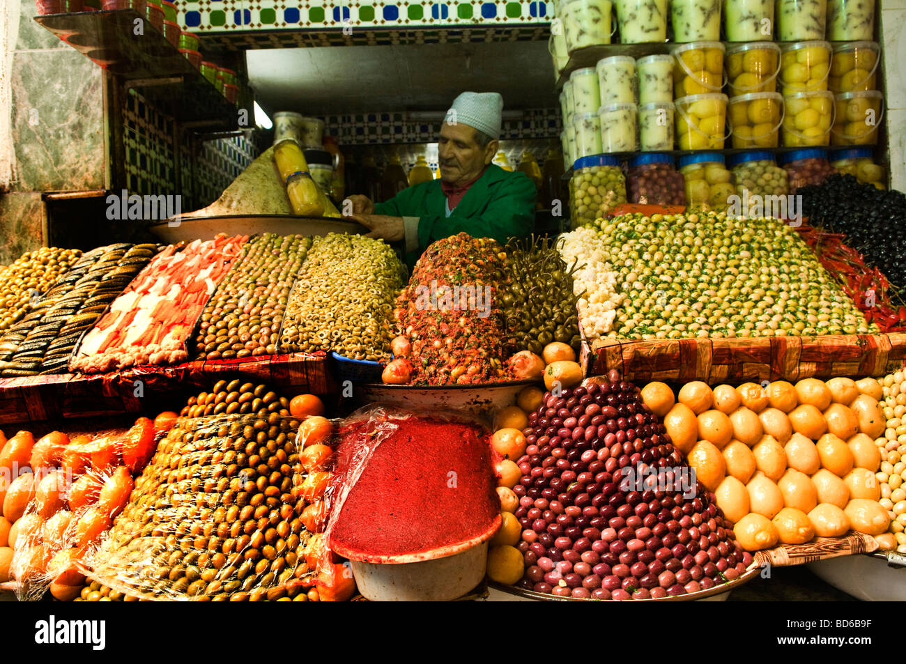 Tasty Moroccan olives sold in every market bazaar in Morocco Stock Photo -  Alamy