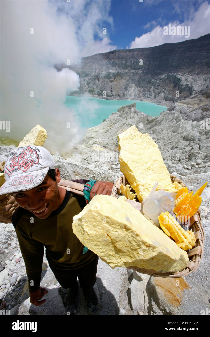 Indonesia Java island sulfur mine of the Kawa Ijen volcano Stock Photo Alamy