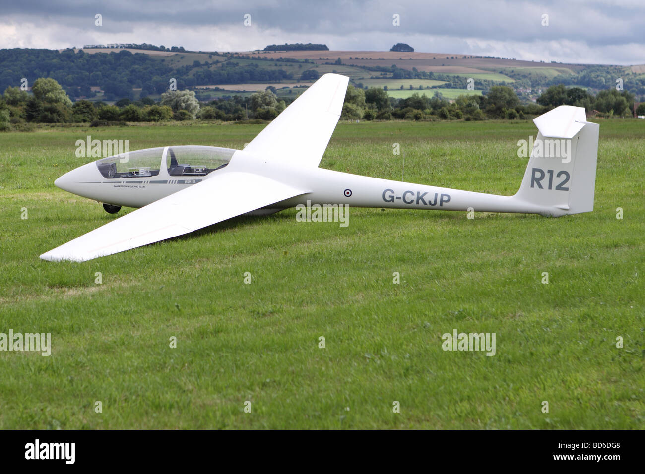 Schleicher ASK 21 two seat training glider belonging to the Royal Air Force Gliding and Soaring Association RAFGSA at Keevil Stock Photo