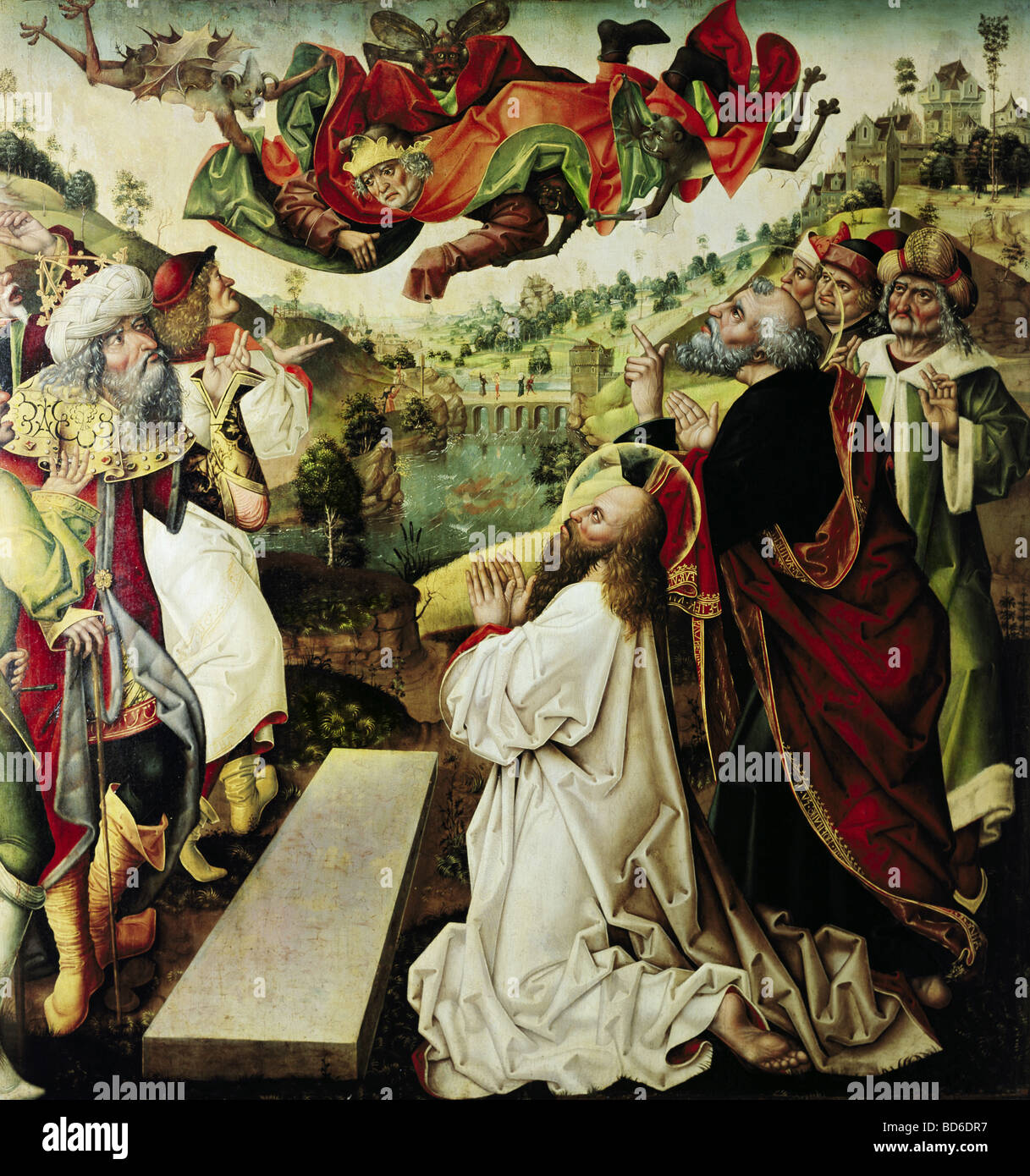fine arts, Polack, Jan, (um 1435 - 1519), 'Saint Peter and Saint Paul bedazzling Simon Magus', oil on wood 175 x 184 cm, 'Pe Stock Photo
