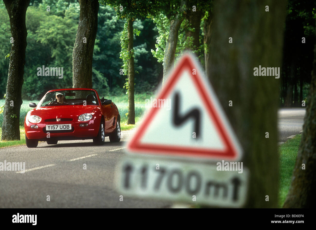 MGF British sports car on a road in France Stock Photo