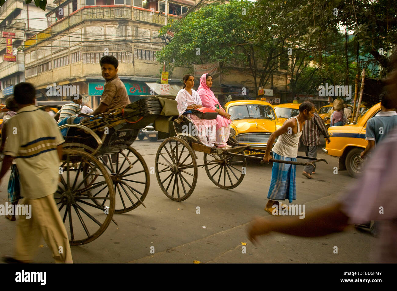 Rickshaw pullers work in Southern Calcutta September 12 2007 This ...