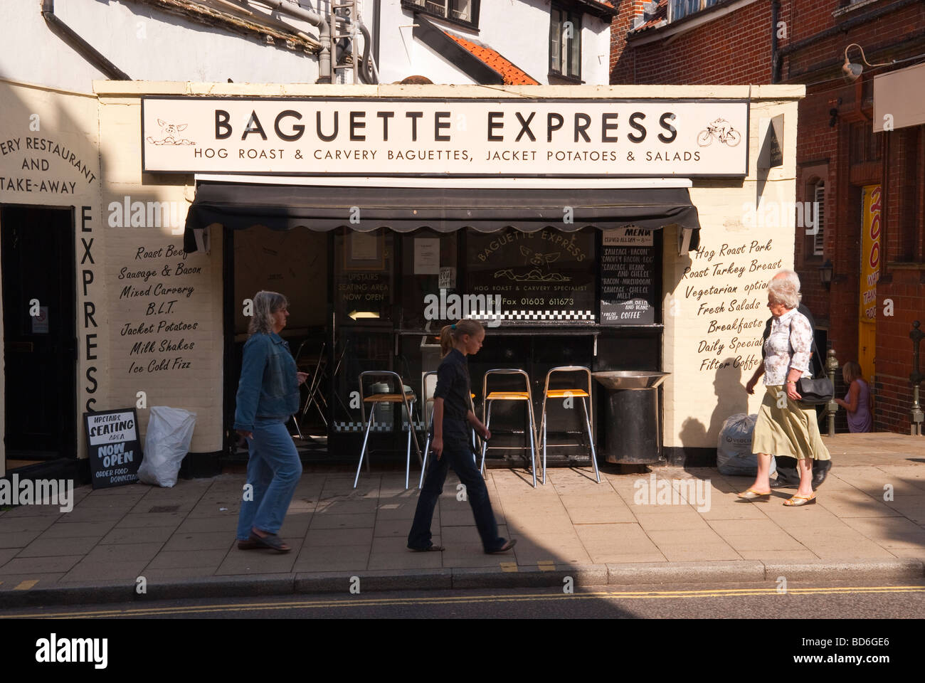 The Baguette Express restaurant and take away shop store in Norwich Norfolk Uk Stock Photo