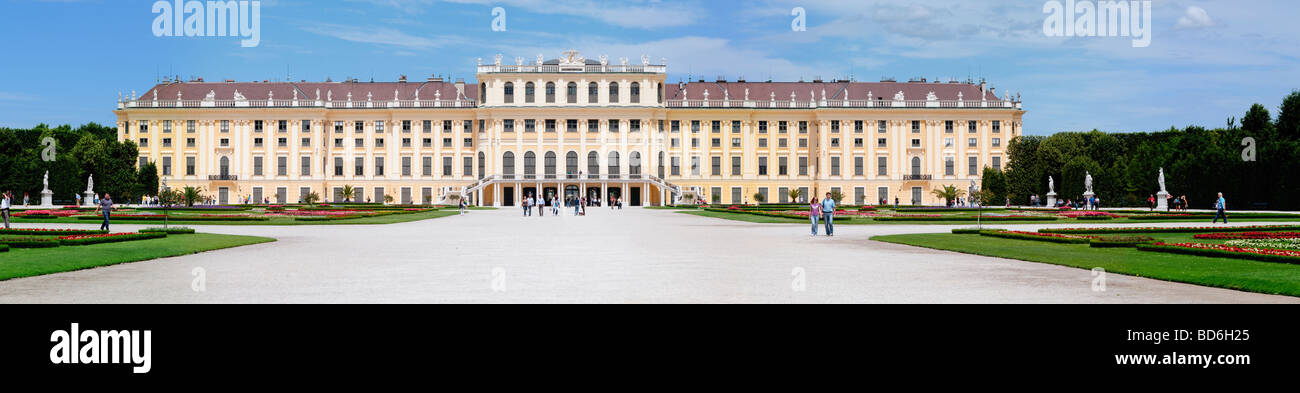 Panorama of Schonbrunn the Habsburg Imperial Palace in Vienna Austria Stock Photo