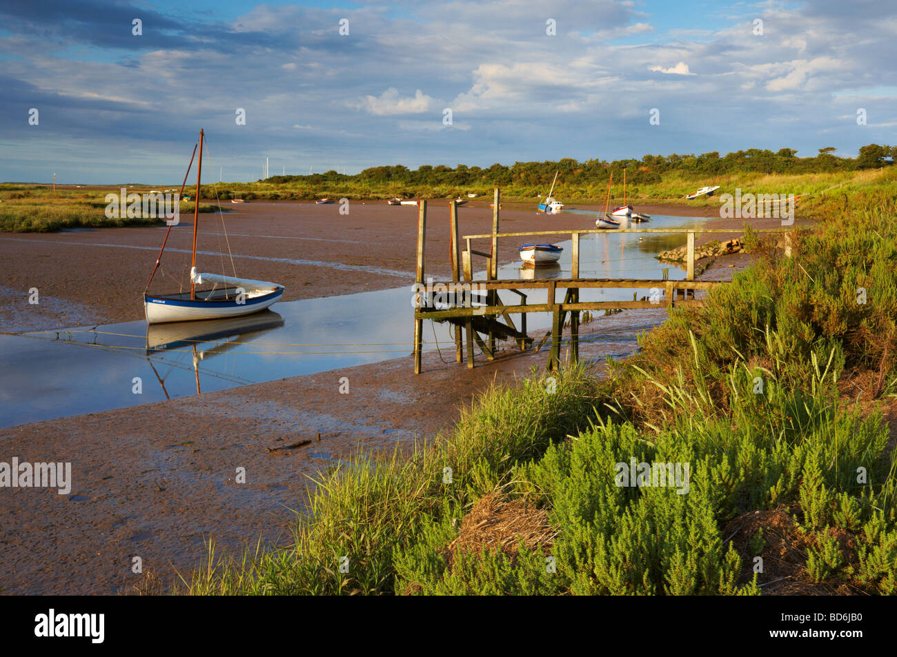 A summer evening at Stiffkey Harbour on the North Norfolk Coast Stock Photo