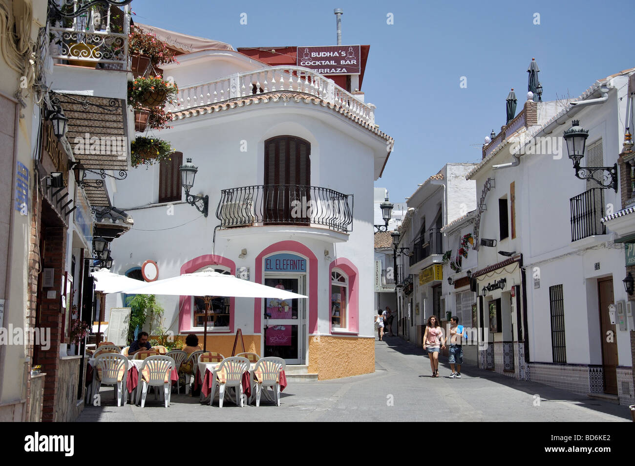 Street scene, Nerja, Costa del Sol, Malaga Province, Andalusia, Spain Stock Photo