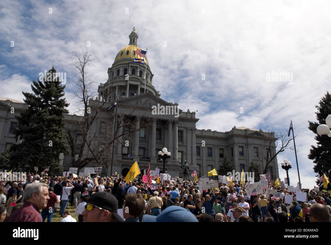 Protesters outside the Colorado State building in Denver Stock Photo