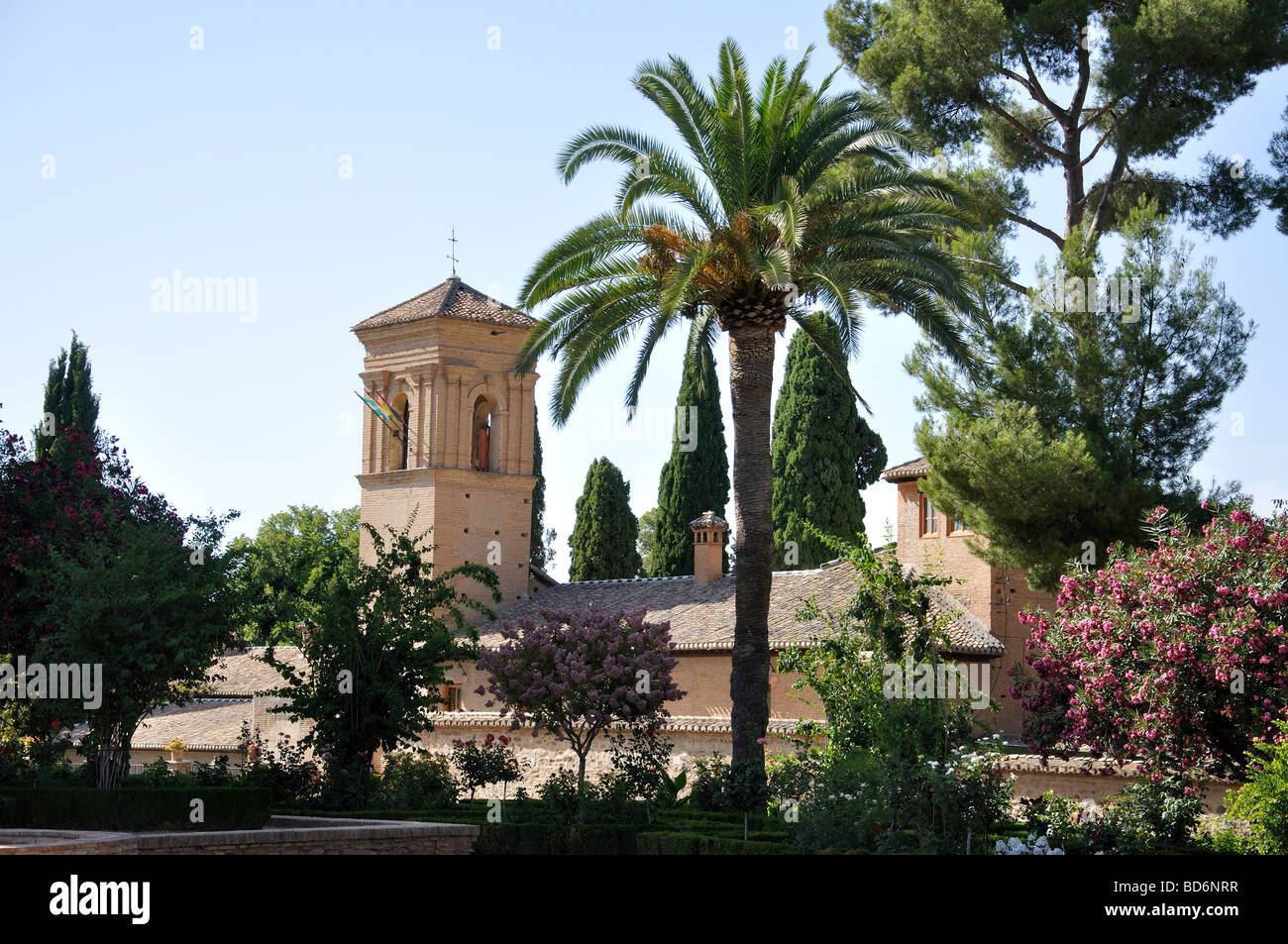 Palacio de Carlos V and Gardens, La Alhambra, Granada, Granada Province, Andalusia, Spain Stock Photo