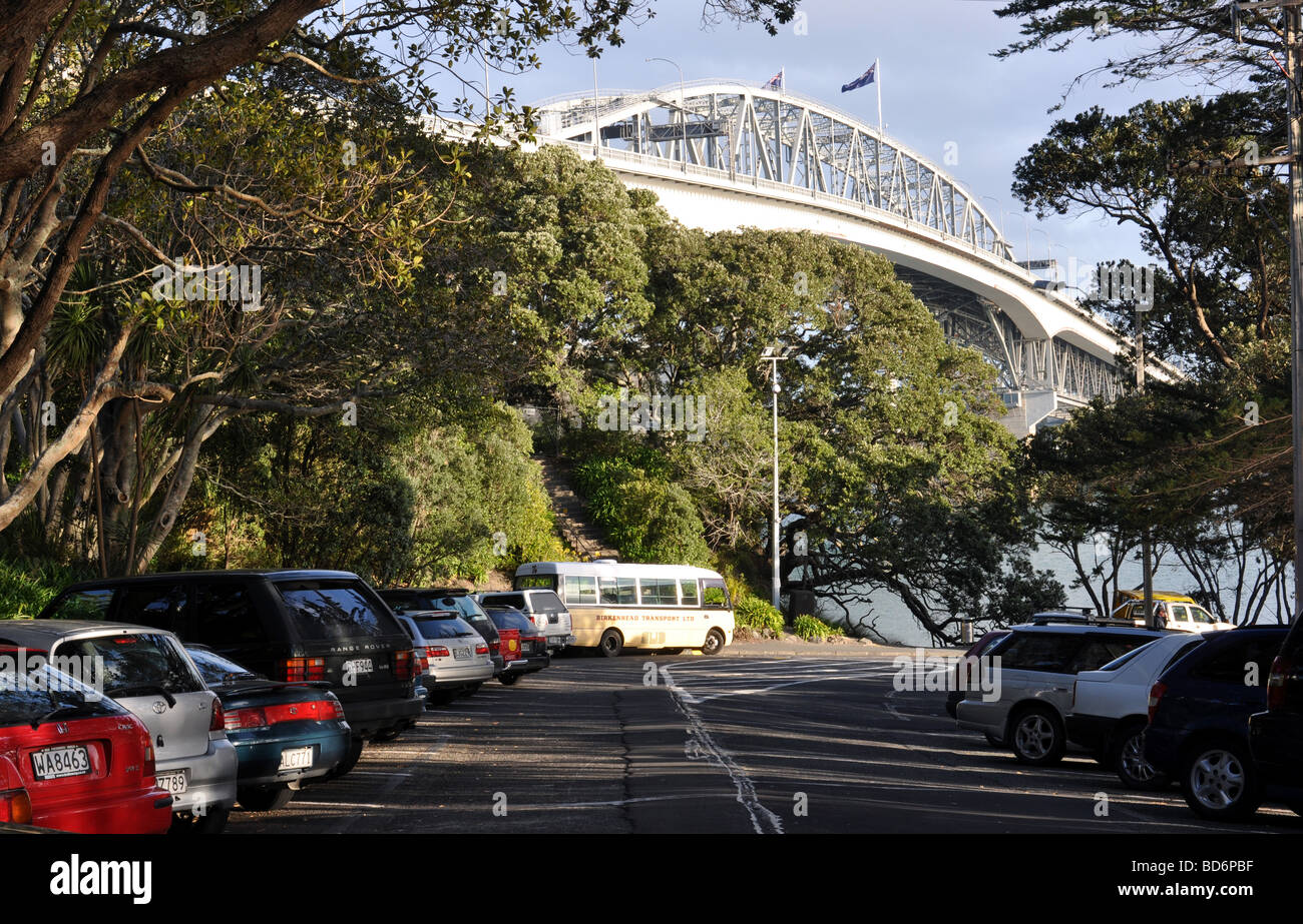 Vistas of the Auckland harbour bridge taken from Northcote Point Stock ...
