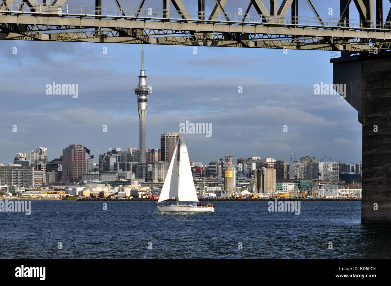 Vistas of the Auckland harbour bridge taken from Northcote Point Stock ...