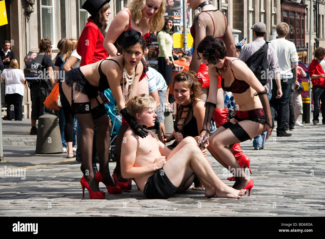 The seven sins - part of an act performing as part of the Edinburgh Fringe Festival 2009 Stock Photo