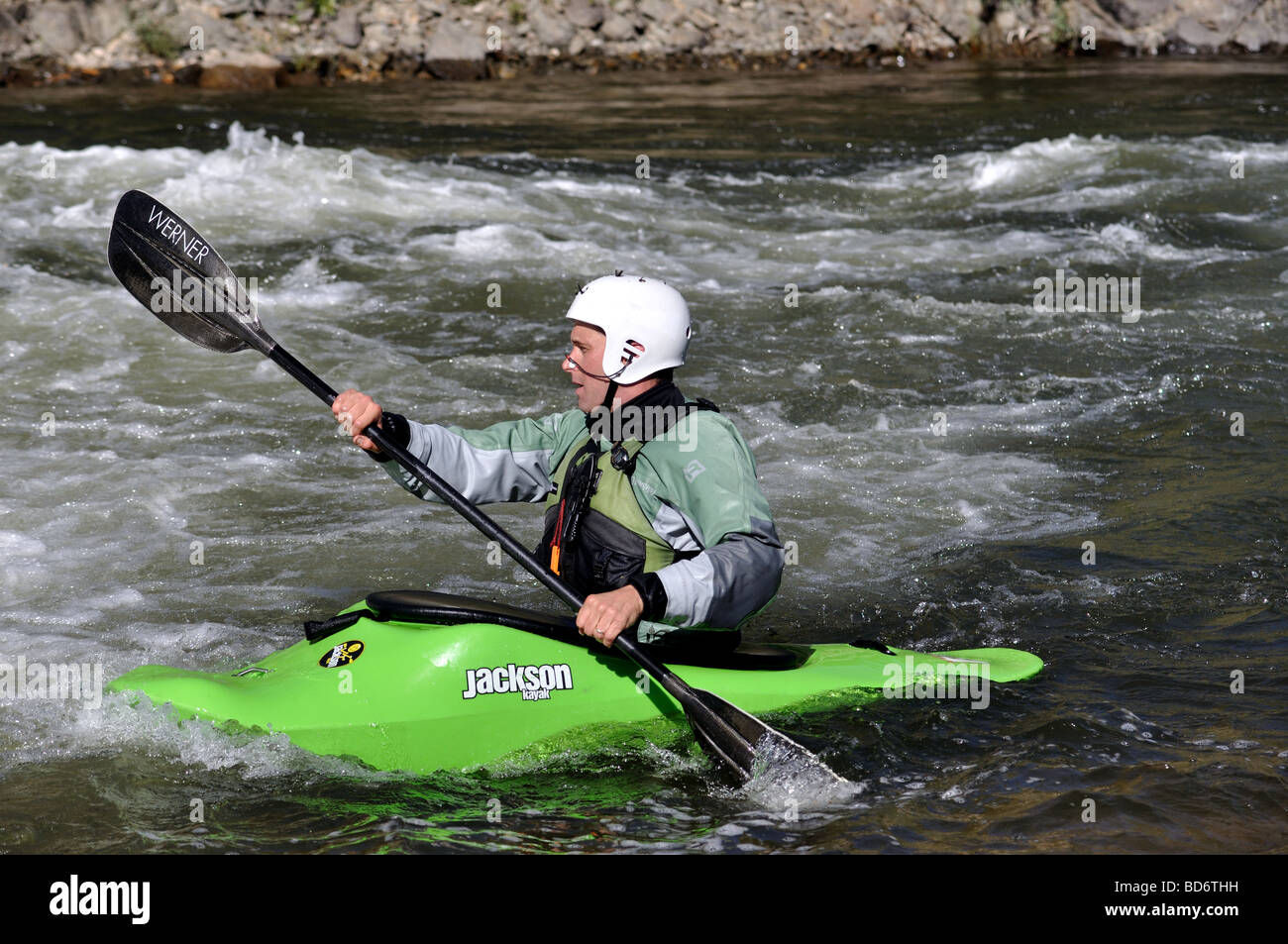Whitewater kayaking in Boulder Canyon, Colorado Stock Photo Alamy