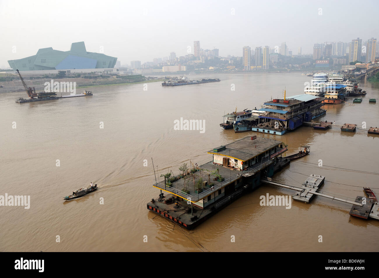 Chongqing Grand Theater near Jialing river in Chongqing, China. 02-Aug-2009 Stock Photo