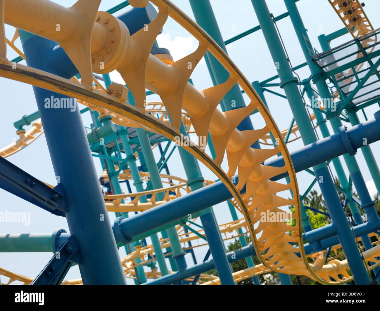 Closeup of a Roller coaster steel structure Stock Photo Alamy
