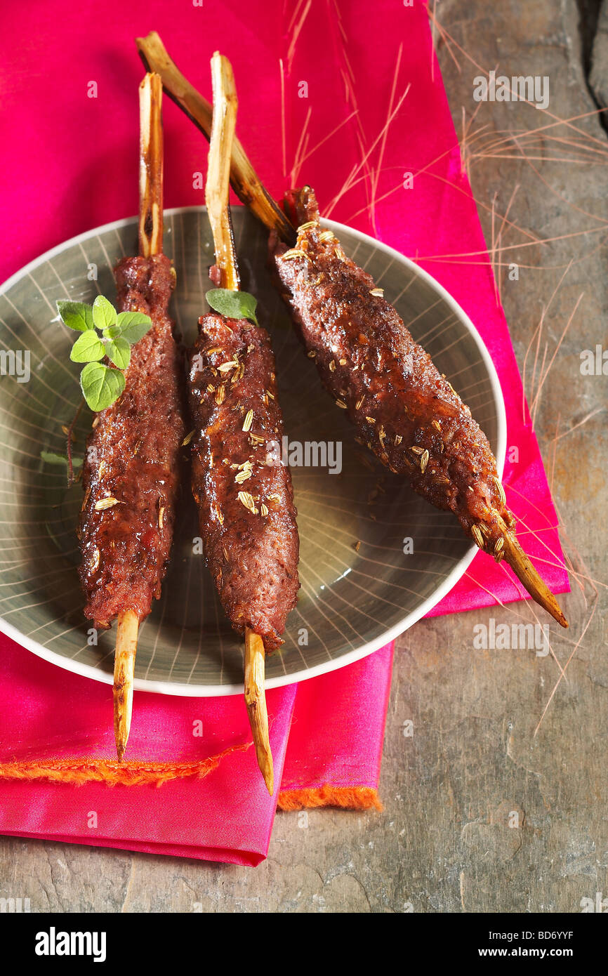 Coriander Beef Satay with Honey Crust Stock Photo Alamy