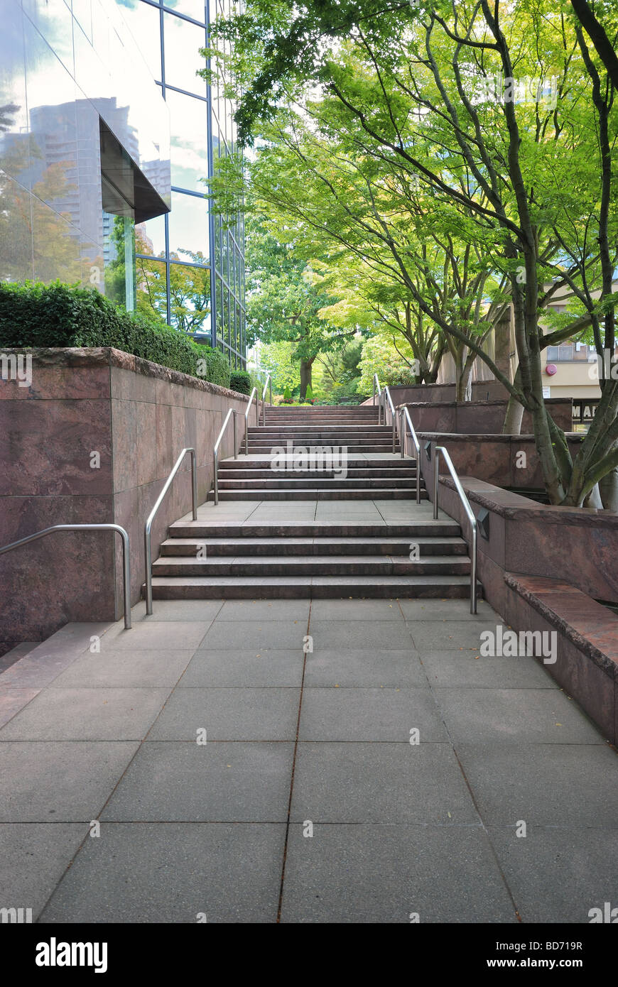 Stairways and landings alongside office building. Stock Photo