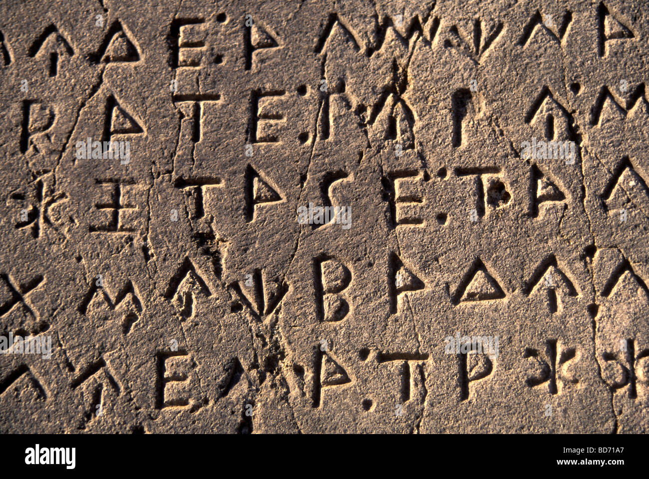 Lycean inscription on a gravestone at Xanthos. c.5th century BCE, Turkey Stock Photo