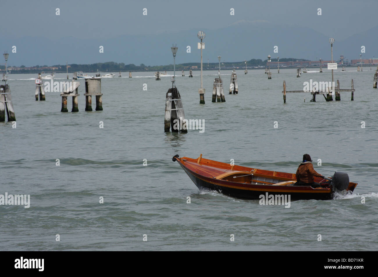 Boat in the lagoon. Venice, Italy. Stock Photo