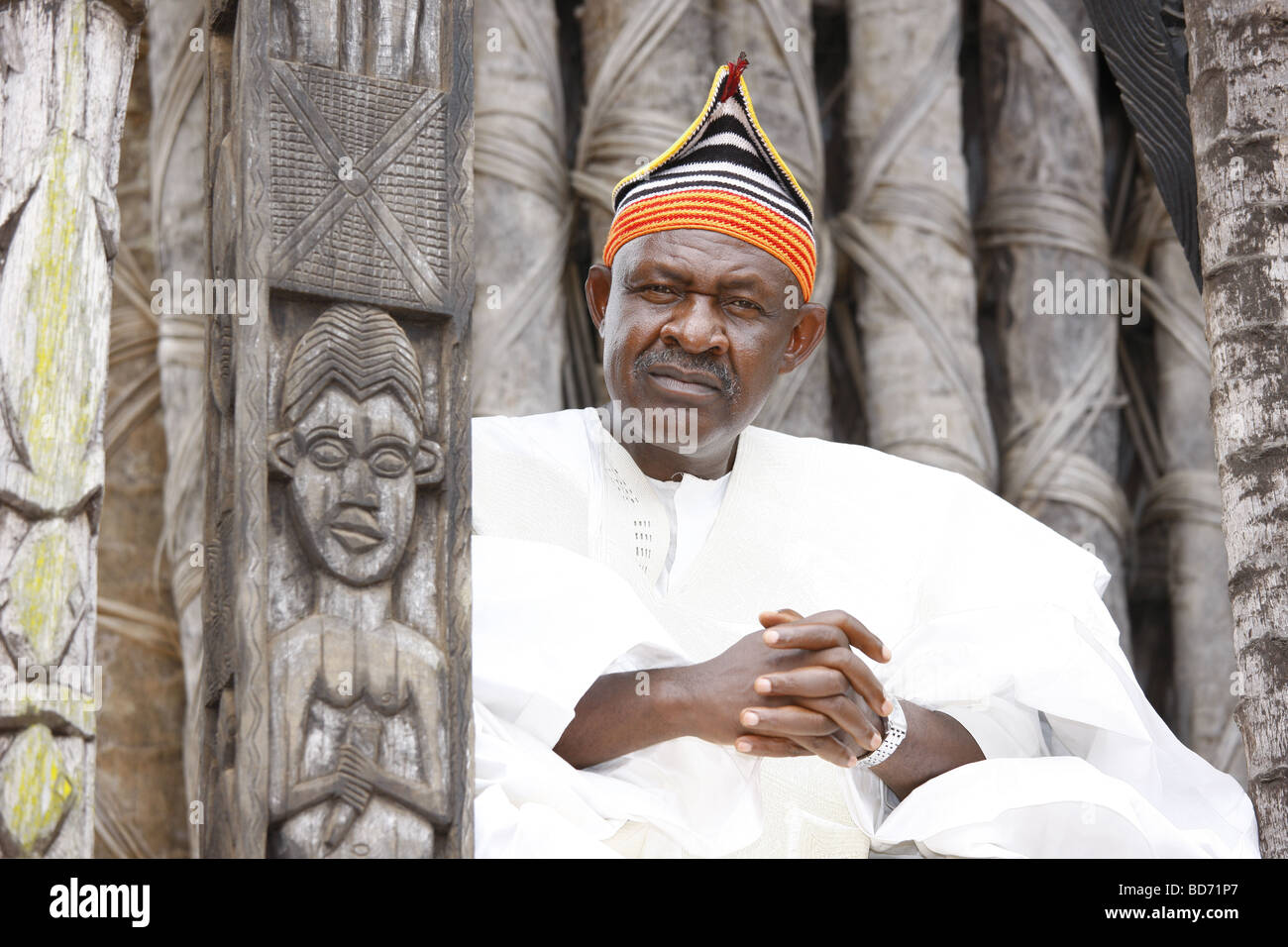 Fon Abumbi II, ruler and judge, chief farmstead, Bafut, West Cameroon, Cameroon, Africa Stock Photo