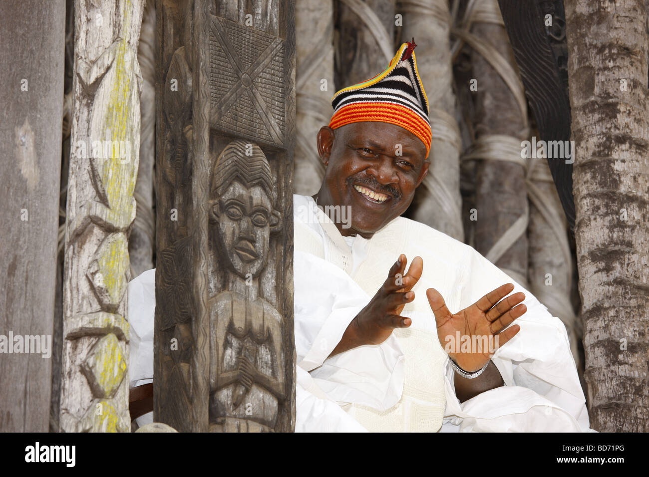 Fon Abumbi II, ruler and judge, chief farmstead, Bafut, West Cameroon, Cameroon, Africa Stock Photo