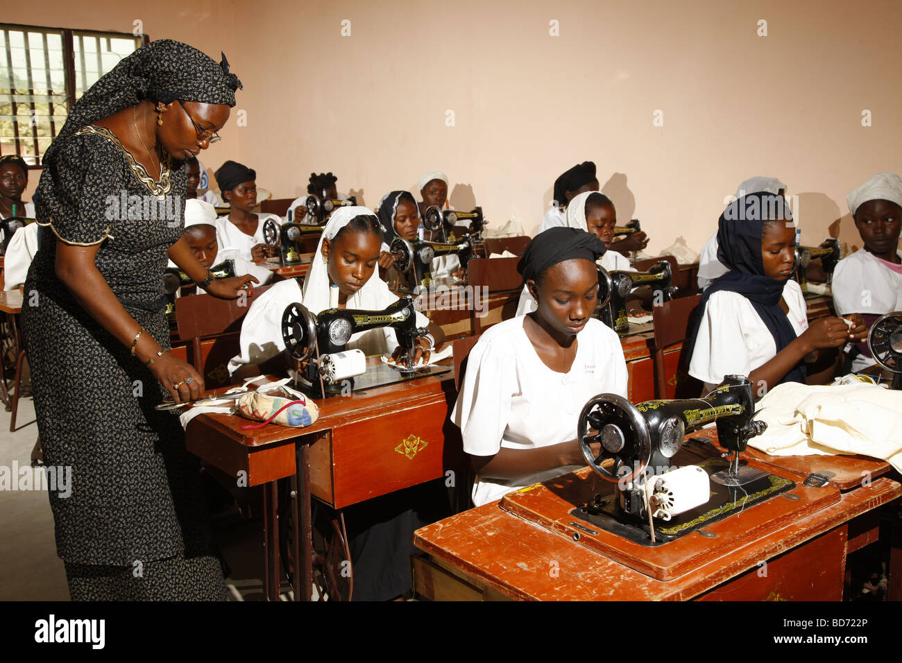 Women using sewing machines, training centre, Maroua, Cameroon, Africa Stock Photo Alamy