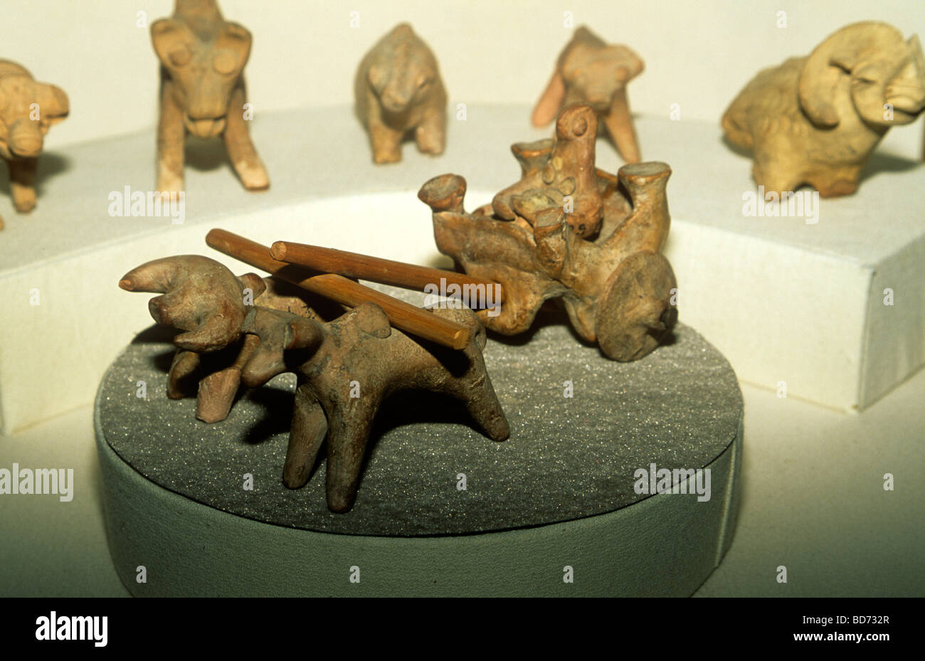 Figurines unearthed at Mohenjodaro ancient Indus Valley city in what is now Pakistan. Stock Photo